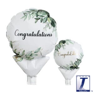 Upright Round 5" Congrats Natural Leaves